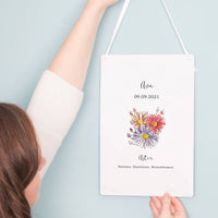 Birth Flower Personalised Water Colour Hanging Print