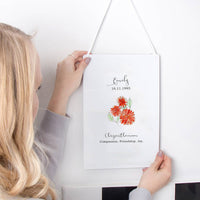 Birth Flower Personalised Water Colour Hanging Print