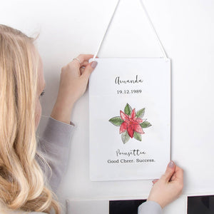 Birth Flower Personalised Water Colour Hanging Print