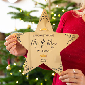 Personalised First Christmas As Mr And Mrs Tree Topper