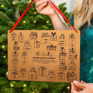 Personalised Reverse Christmas Advent Calendar Reusable
