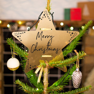 Merry Christmas' Gold Star Christmas Tree Topper