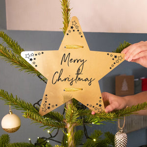 Merry Christmas' Gold Star Christmas Tree Topper