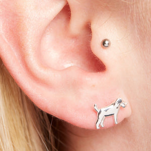 Sterling Silver Dog Stud Earrings