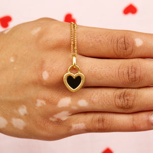 Gold Plated Double Sided Heart Beaded Necklace