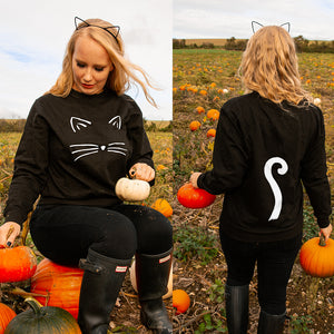 Cat Face And Tail' Halloween Unisex Sweatshirt Jumper