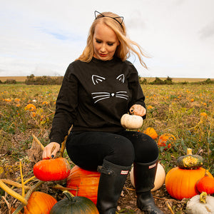 Cat Face And Tail' Halloween Unisex Sweatshirt Jumper