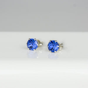 Sterling Silver Birthstone Crystal Stud Earrings