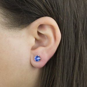 Sterling Silver Birthstone Crystal Stud Earrings