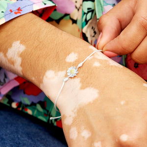 Silver Daisy Adjustable Corded Bracelet