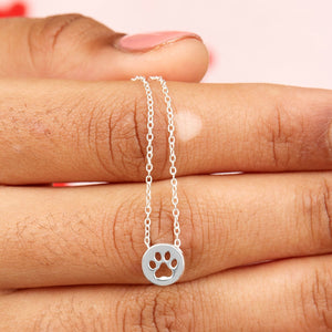 Sterling Silver Paw Print Necklace