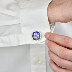 Sixpence Enamel Coin Cufflinks - Silver
