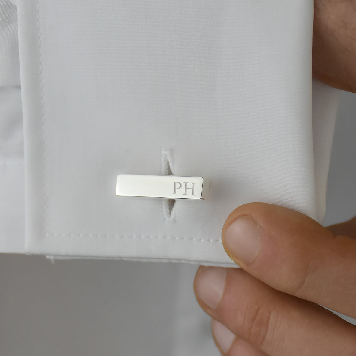 Personalised Silver Initial Bar Cufflinks