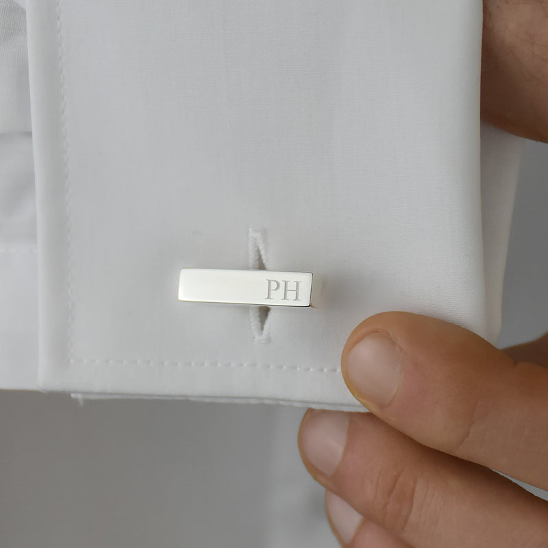 Personalised Silver Initial Bar Cufflinks