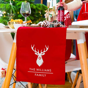 Personalised Christmas Stag Head Table Runner