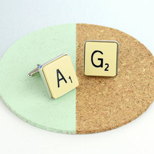 Vintage Letter Tile Personalised Cufflinks