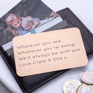 Personalised Message Wallet Insert Keepsake