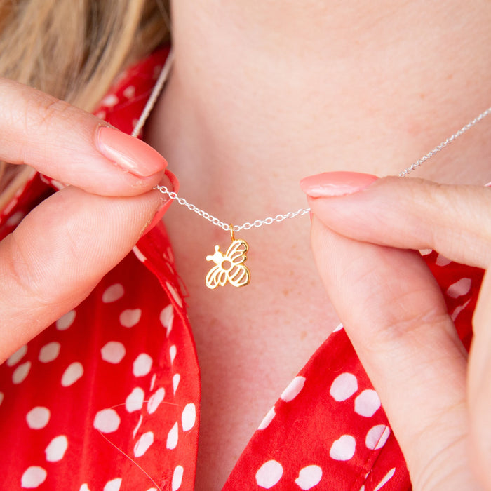Classic Sterling Silver And Gold Queen Bee Necklace