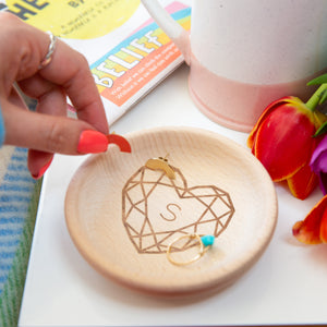 Personalised Jewelled Heart Wooden Jewellery Dish