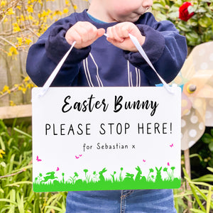 Easter Bunny Please Stop Here' Personalised Sign