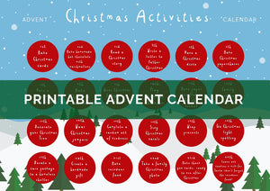 DIGITAL DOWNLOAD - Children's "Christmas Activities" Printable Advent Calendar - Blue Snow Scene
