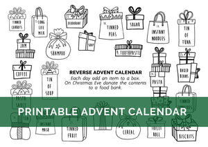 DIGITAL DOWNLOAD - Digital Download Printable Reverse Advent Charity Giving Calendar