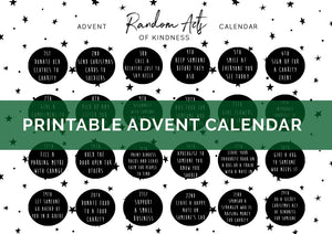 DIGITAL DOWNLOAD - "Random Acts of Kindness" Printable Advent Calendar - black and white stars