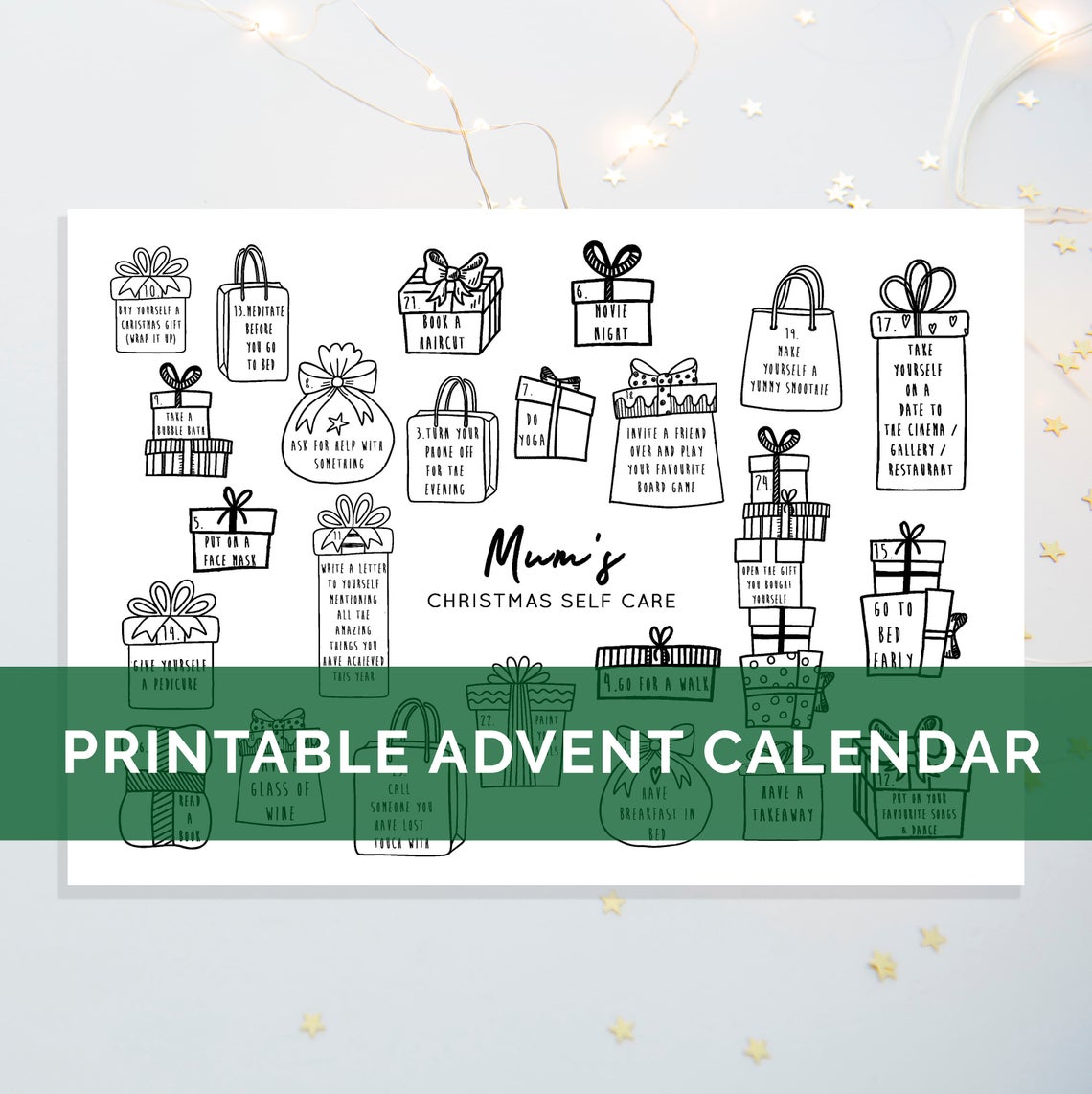 DIGITAL DOWNLOAD - New Mum "Christmas Self Care" Printable Advent Calendar