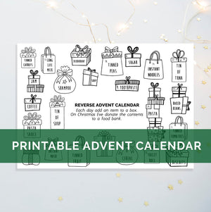 DIGITAL DOWNLOAD - Digital Download Printable Reverse Advent Charity Giving Calendar