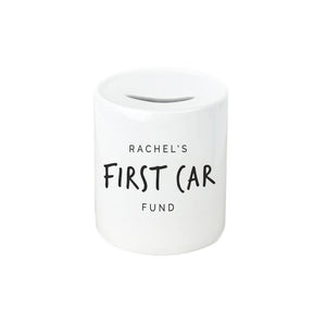 First Car Personalised Name Money Box Savings Fund