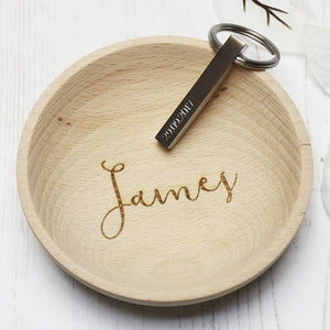 Personalised Name Wooden Trinket Jewellery / Keys Dish