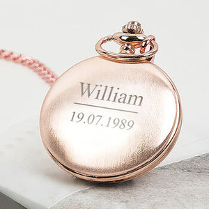 Personalised Message And Date Pocket Watch Rose Gold