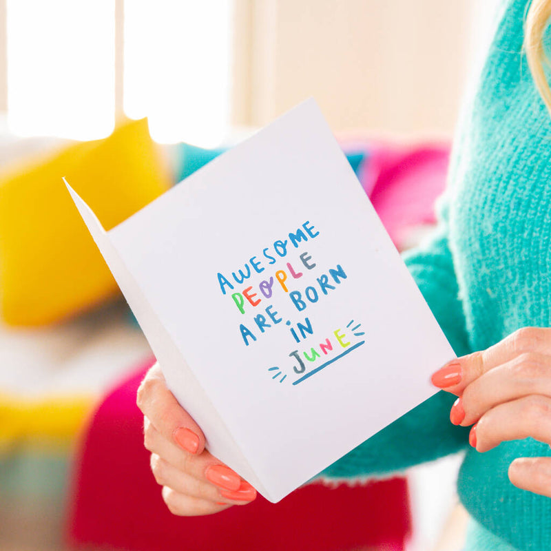 'Awesome People Are Born In' Birthday Greeting Card