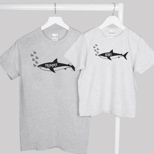 Adult And Children's Shark T-Shirt Set