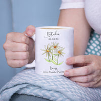Birth Flower Personalised Watercolour Mug
