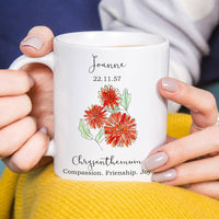 Birth Flower Personalised Watercolour Mug