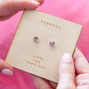 Personalised Birthday Silver Birthstone Earrings Card