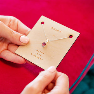 Personalised Birthday Birthstone Crystal Necklace Card