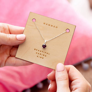 Personalised Birthday Birthstone Crystal Necklace Card