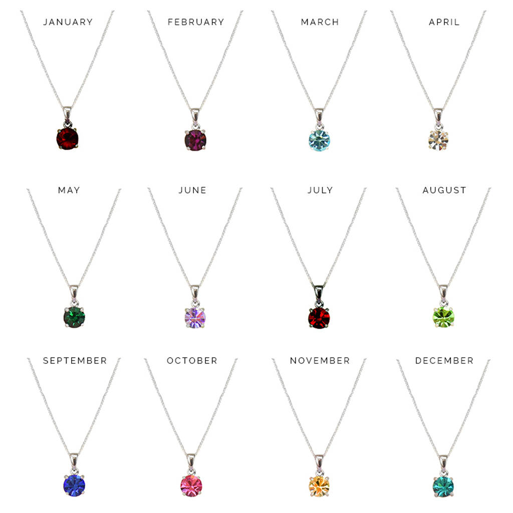 Personalised Birthday Birthstone Crystal Necklace Card Ellie Ellie