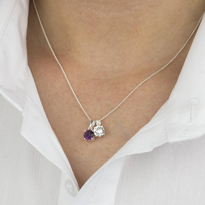 Personalised Silver Couples Birthstone Necklace Card