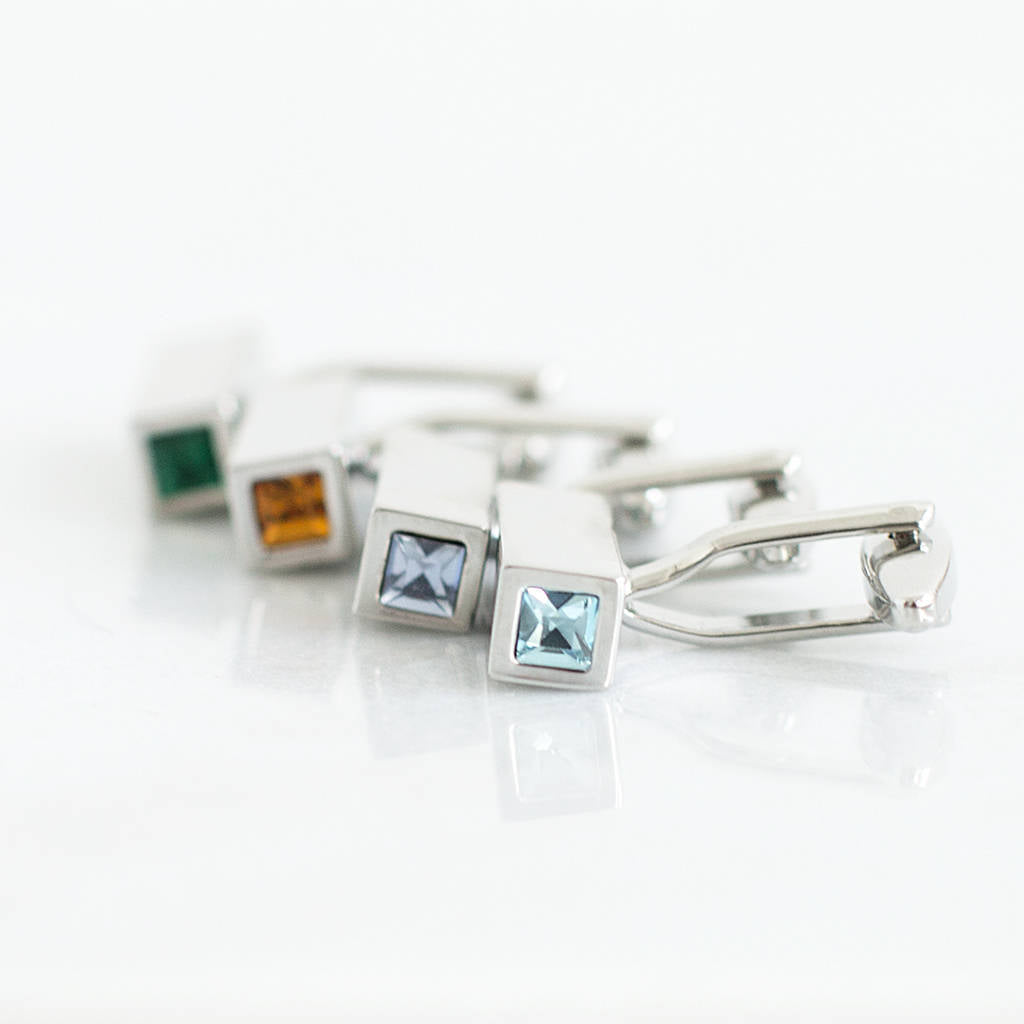Birthstone Couples Personalised Bar Cufflinks