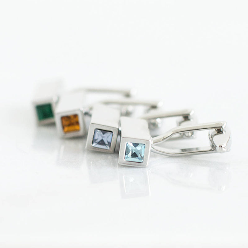 Birthstone Couples Personalised Bar Cufflinks
