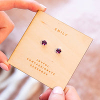 Personalised Silver Birthstone Crystal Earrings Card