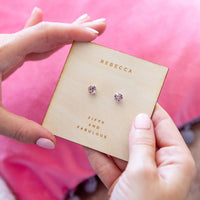 Personalised Silver Birthstone Crystal Earrings Card
