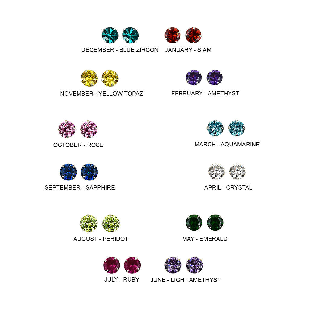 Personalised Silver Birthstone Crystal Earrings Card