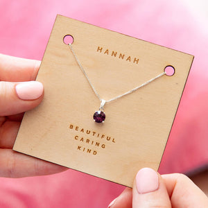 Personalised Sterling Silver Birthstone Necklace Card