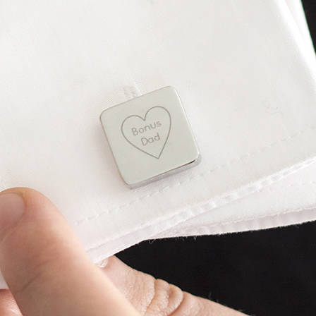 Bonus Dad' Step Dad Engraved Square Cufflinks