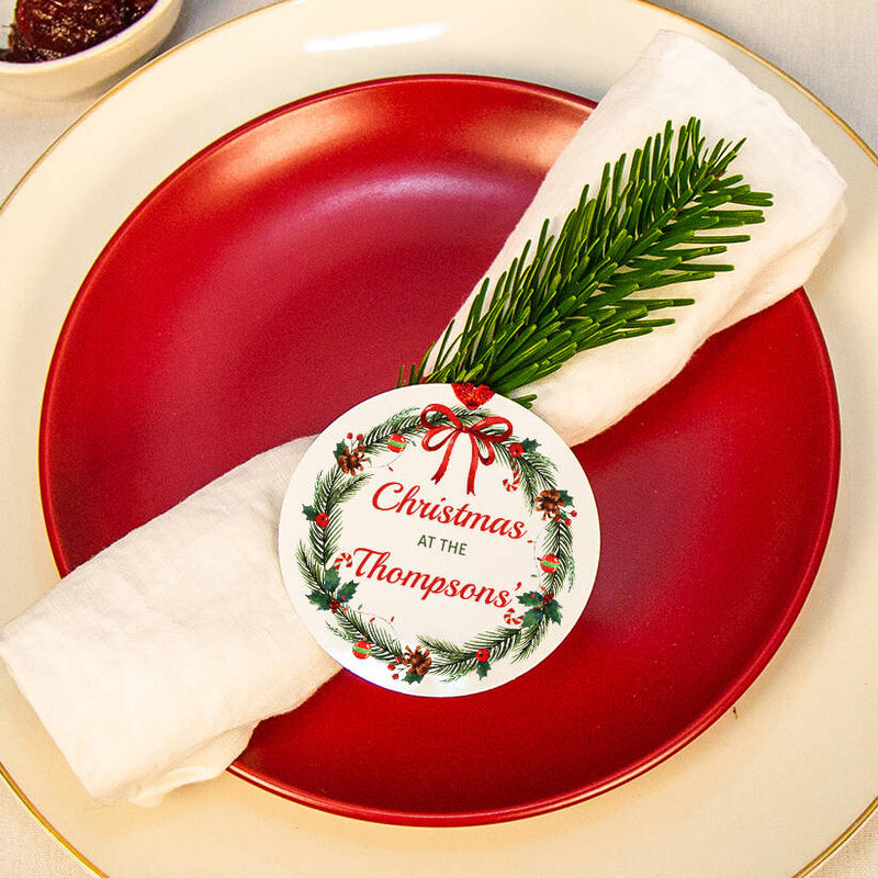 'Christmas At' Personalised Surname Christmas Napkin Holder
