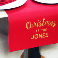 Christmas At The... Personalised Surname Christmas Table Runner